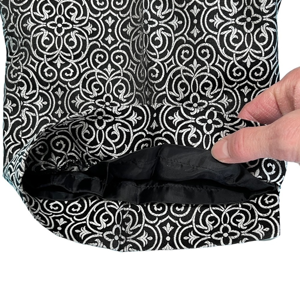 Talbots Petites 100% Pure Silk Black Print Ankle Pants Size 8 Petite - Picture 9 of 14